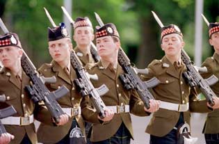 Young infantry recruits at a passing-out parade...